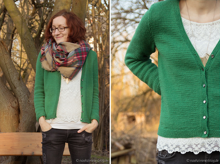 Knit Green Manayunk Cardigan from Lana Grossa Yarn | naehzimmerblog.de